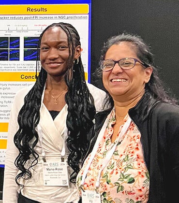 Marie-Rose Osei and Claire Van Der Linden with UCR Professor Viji Santhakumar - UCR Department of Molecular Cell and Systems Biology