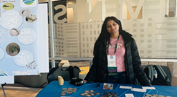 Ria Ghosh presenting her research at the 2026 Society for Freshwater Science Annual Meeting