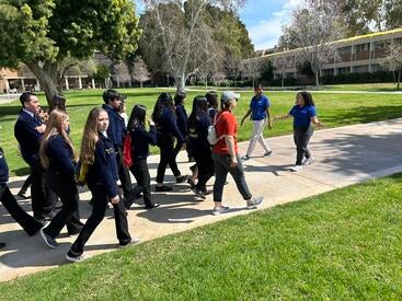 CNAS Science Ambassadors leading a campus tour for FFA students