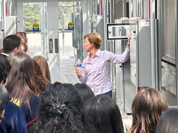 Peggy Mauk, Director of Agricultural Operations, in Plant Research 1 