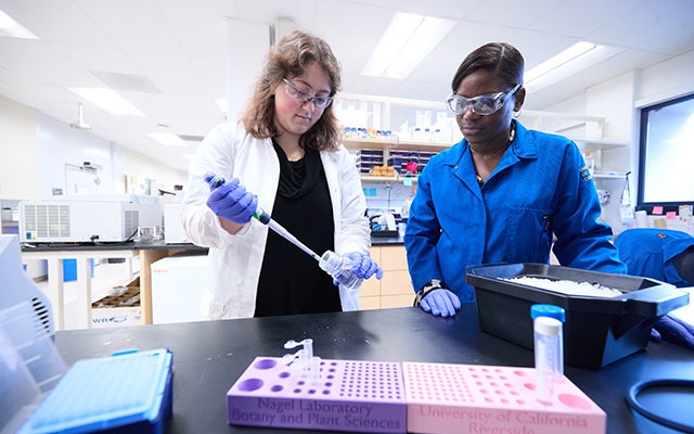 Professor Dawn Nagel and Student in the Lab.
